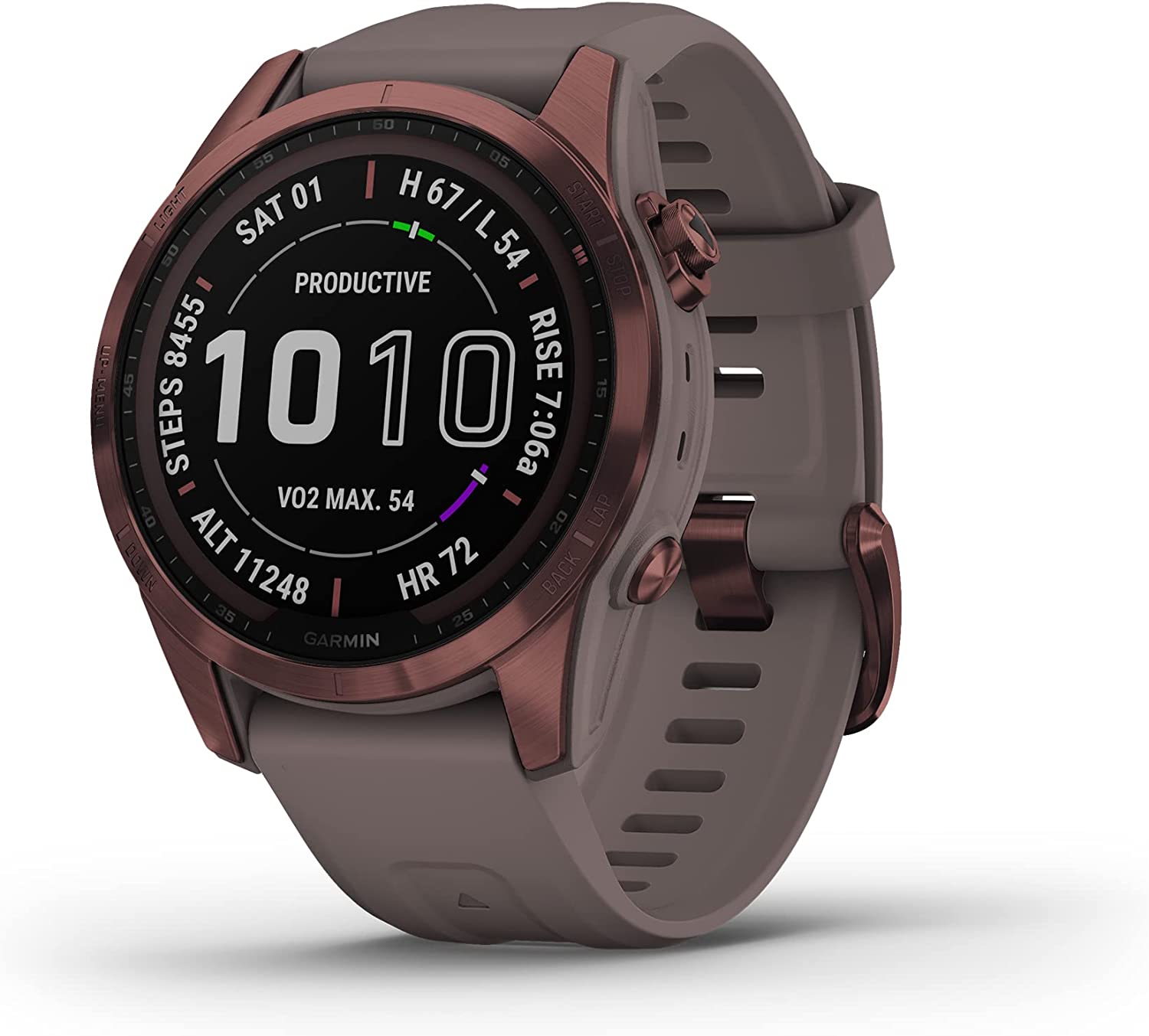 Garmin - Fenix 7S Sapphire Solar Edition, Adventure Bluetooth Touchscreen Smartwatch, Dark Bronze Titanium with Shale Gray Band