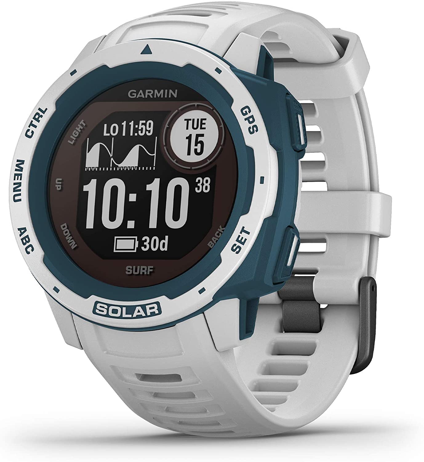 Garmin - Instinct Solar Surf, Solar-Powered Rugged Outdoor Smartwatch, Cloudbreak